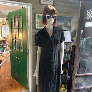 90s normcore polka dot, button down dress.